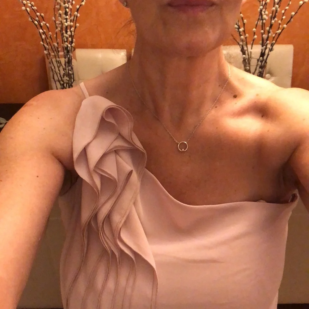BCBGMAXAZRIA one shoulder dress, size M